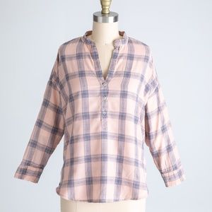 LUCKY Brand 3/4 Sleeve Half Button Down Blouse